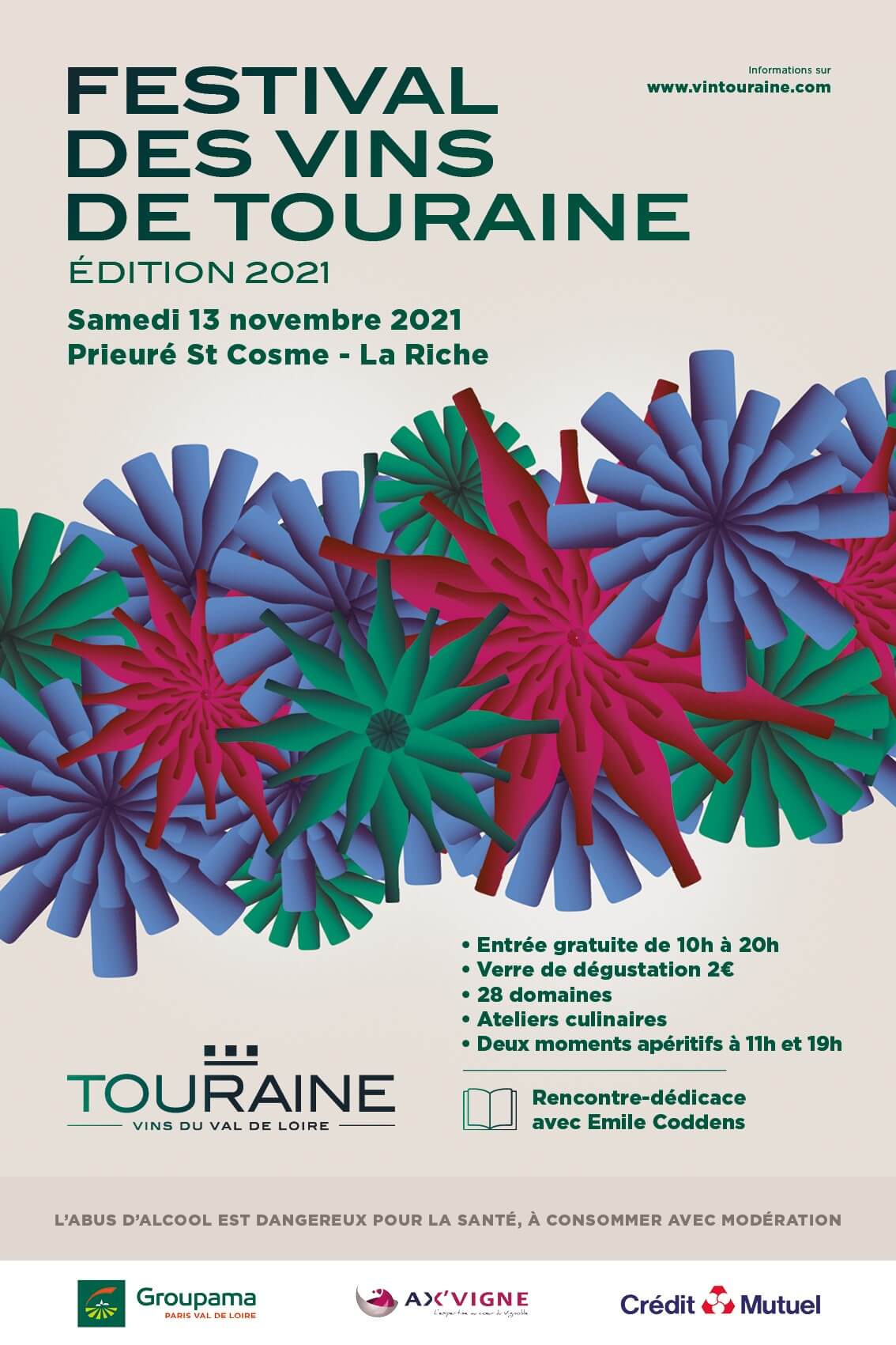 3ème édition du Festival des Vins de Touraine : samedi 13 novembre au Prieuré St Cosme (La Riche)