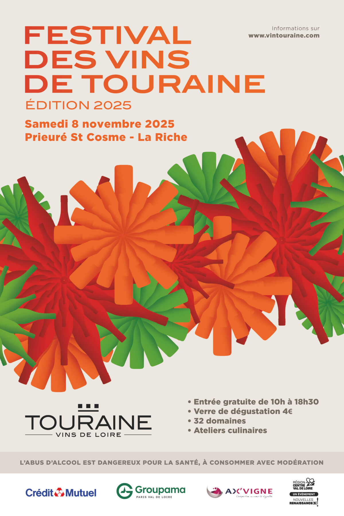 Septième édition du Festival des Vins de Touraine : samedi 8 novembre au Prieuré St Cosme (La Riche)